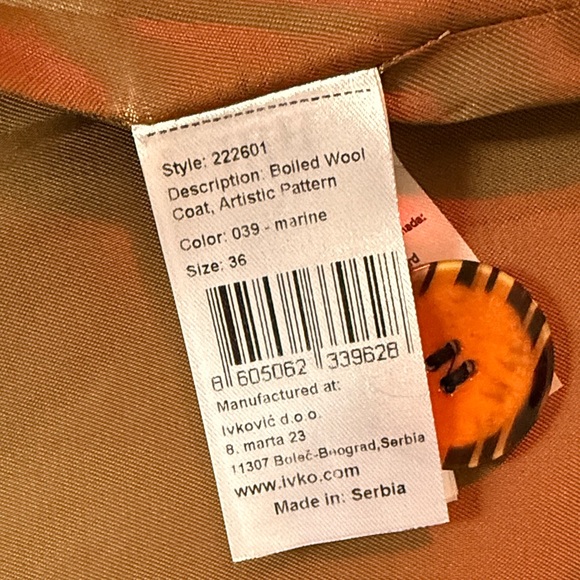 IVKO Multicolor 100% Wool Coat - Picture 7 of 7